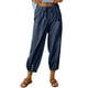 thumbnail image 5 of Pantalones holgados de cintura alta con botones y tobillos de algodón y pantalones de pierna ancha para mujer de estilo europeo y americano., 5 of 5