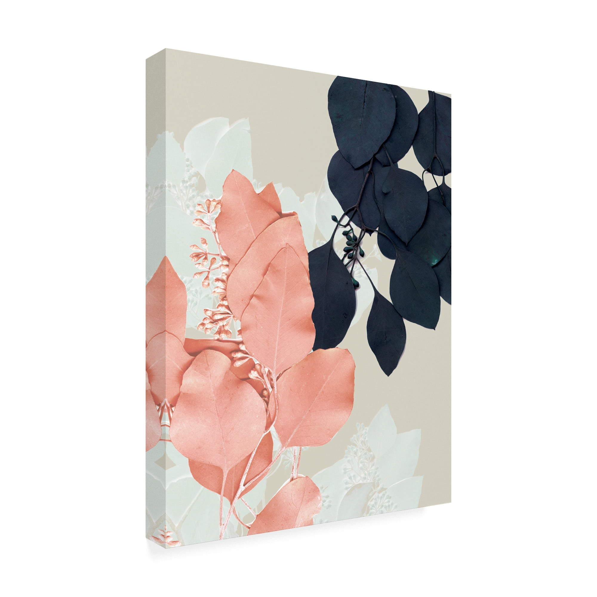 Trademark Fine Art 'Indigo And Blush Leaves IV' Canvas Art by Jennifer Goldberger