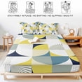 thumbnail image 5 of Full Size Fitted Sheet Set - Yellow Geometric 3 Piece Bedding Sets 16" Deep Pocket Fitted Sheet with 2 Pillowcases Middle Century Modern Abstract Art Brushed Microfiber Hotel Luxury Bed Sheets, 5 of 9