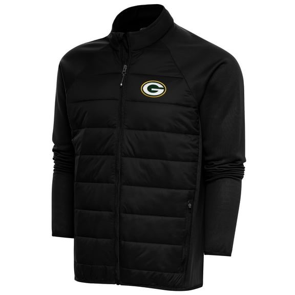Men's Antigua  Black Green Bay Packers Altitude Full-Zip Jacket