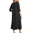thumbnail image 4 of CHUMUD Women Zipper Robes Front Bathrobe 3/4 Sleeve Loose Pajamas Nightgown With Pockets Soft Loungewear, 4 of 5