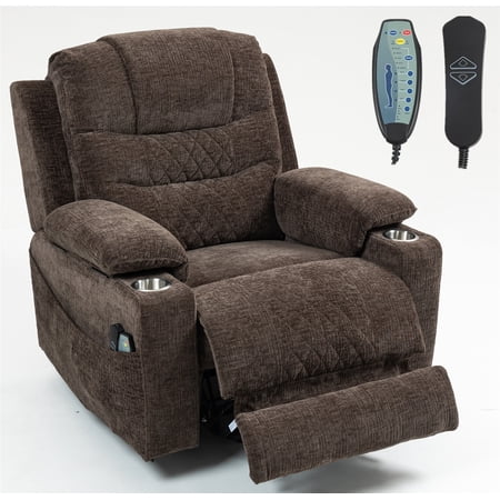 LITVZ Power Lift Recliner with Extended Footrest for Elderly, Heavy Duty Wide Recliner Chair 400lb, Infinite Position, Heat Massage, Armrest Storage & Cup Holders for Big Tall Man