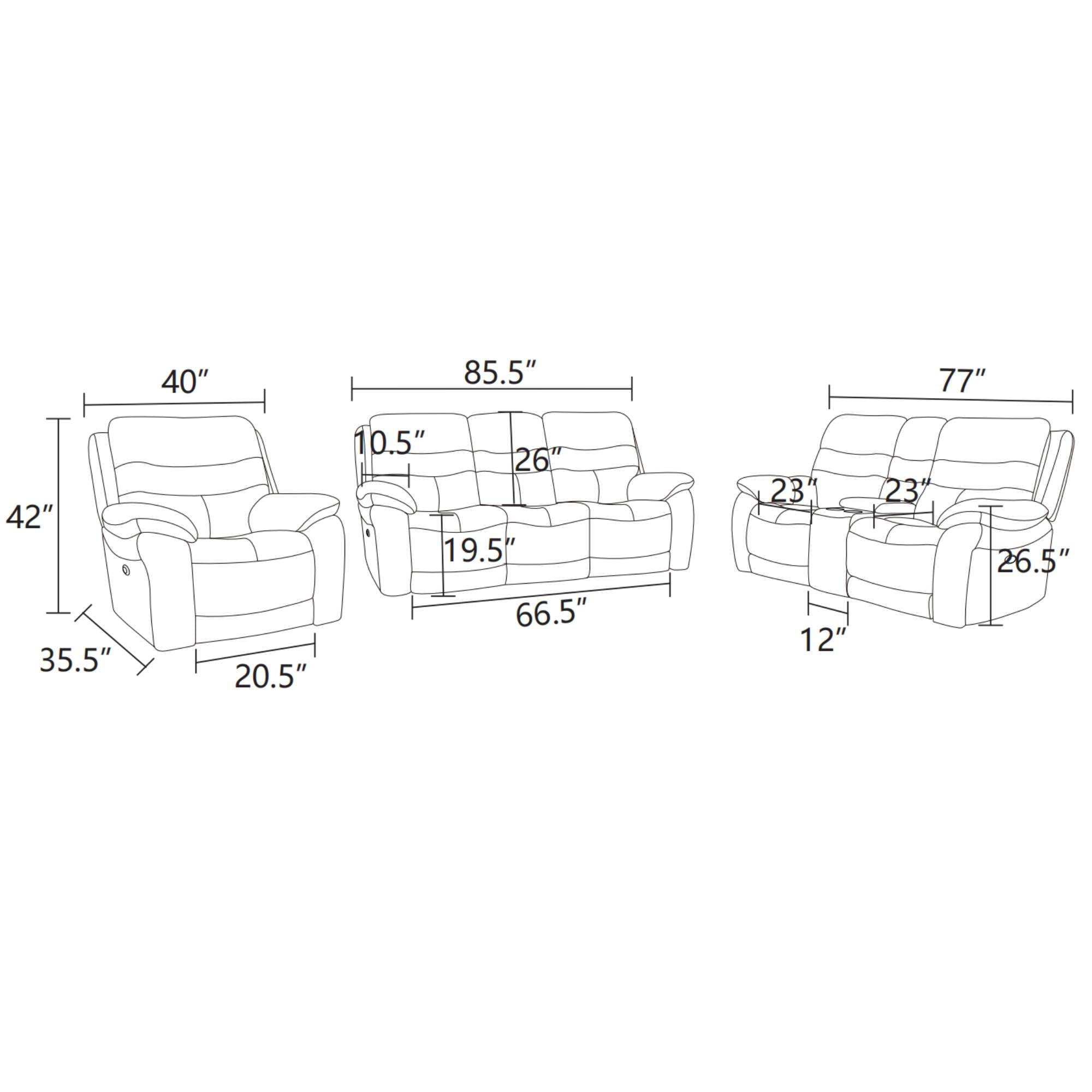 Genuine Leather Power Recliner Sofa Chairs for Adults Electric Power Recliner Sofa Chair for Living Room, Grey