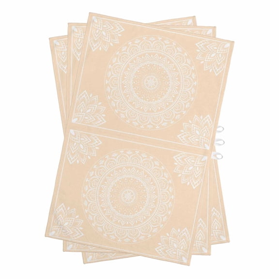 Beige Boho Kitchen Towels Set of 3, Water Absorbent Dish Towel, Farmhouse Middle Century Abstract Geometric Decorative Hand Towels - Quick Drying Cloth for Cooking Baking, 18x28 Inch