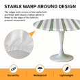 thumbnail image 2 of Elastic Fitted Round Tablecloth, Sage Green Stripe Waterproof Stretch Table Cover for 45"-54" Tables, Geometric Grey White Vertical Striped Washable Outdoor Tablecloths for Patio, Picnic, Camping, 2 of 9