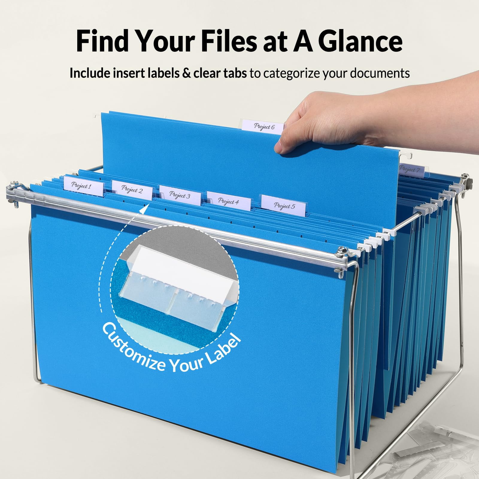 Hanging File Folders Legal Size  Blue 25 Pack 1/5-cut Tabs Stay Organized For Your Home And Office Bulk Documents