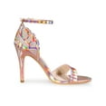 thumbnail image 3 of BLISSFUL STEP Women's Embroide Leather Ankle Strap Stiletto Heel Sandals Rose Gold 7.5, 3 of 8