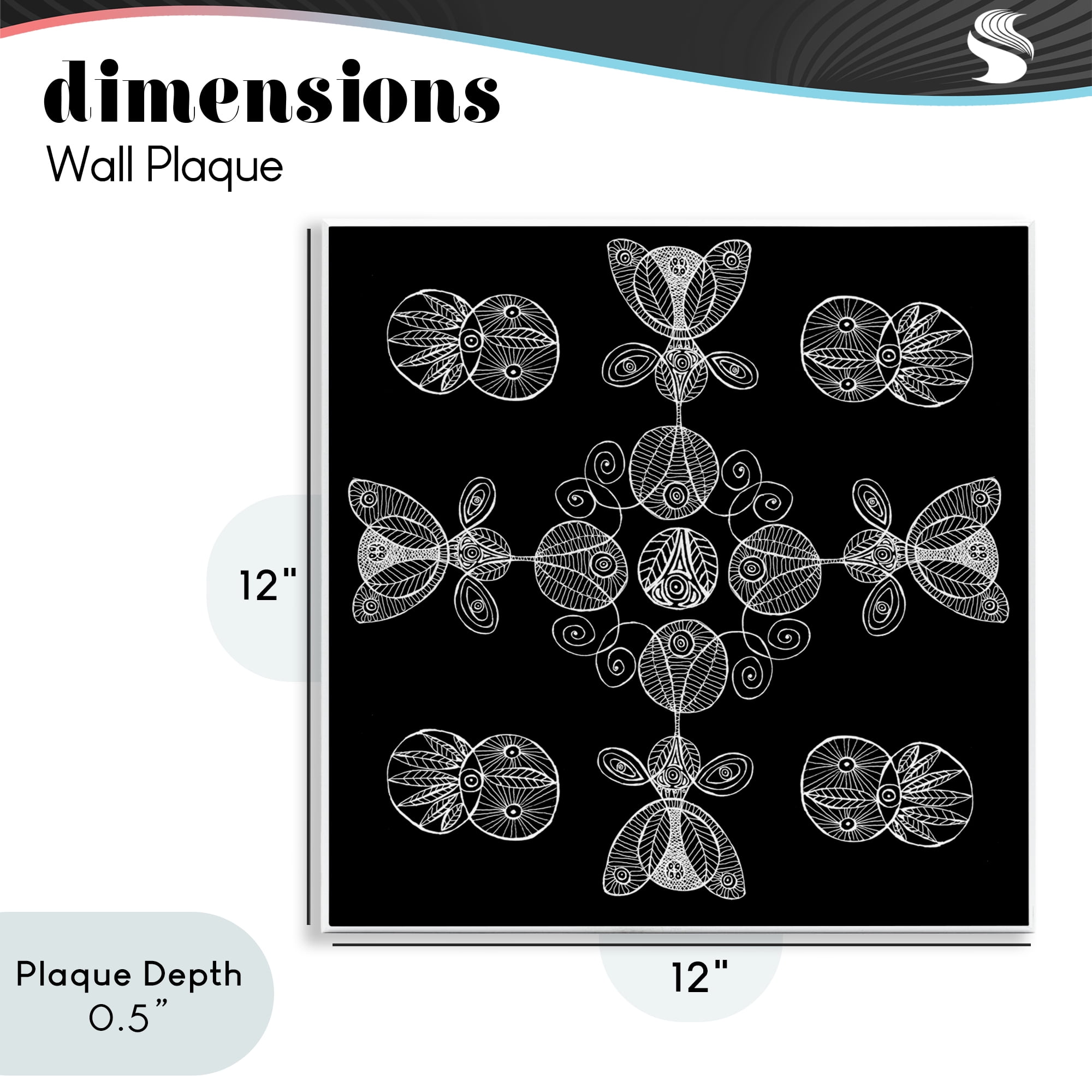 Stupell Industries Black & White Elemental Fractals Wall Plaque Art, design by El Perkin