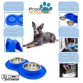 thumbnail image 2 of Dos Platos de 400 ml KE WOOW Tapete de Silicon Doble Plato para Perro Acero Inoxidable Tamaño Mediano Color Azul, 2 of 10