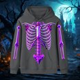 thumbnail image 2 of Men Women Neon 3D Full Skeleton Bones Print Hoodie, Drawstring Kangaroo Pocket Long Sleeve Pullover Sweatshirt Halloween Streetwear Casual Outerwear Tops(Dark Gray2,XXXL), 2 of 4