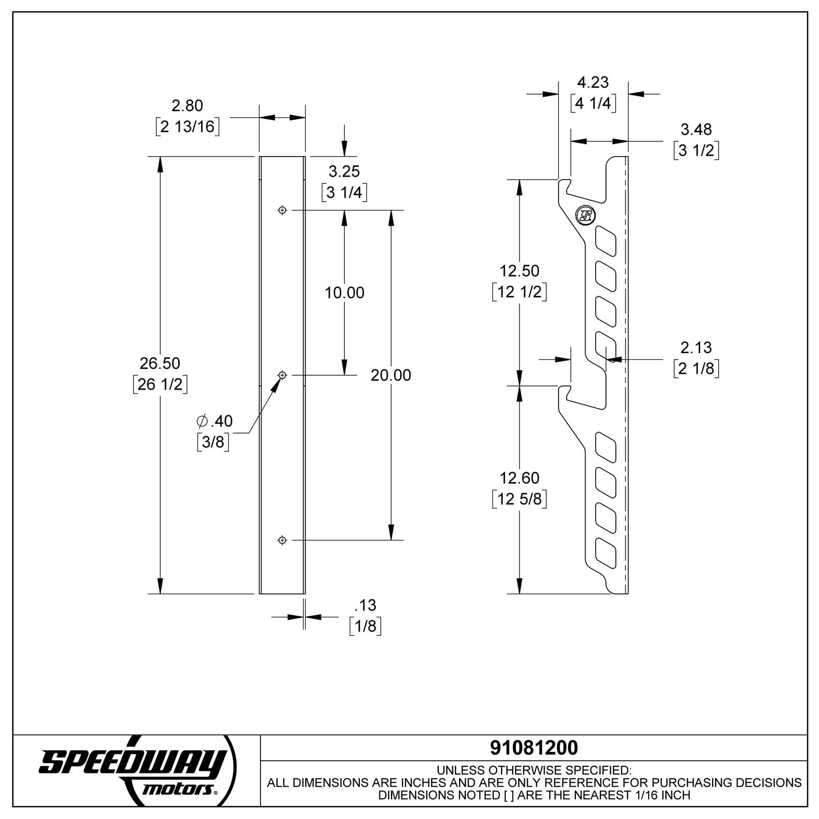 Speedway Motors Heavy-Duty Jack Stand Wall Mount Rack - Holds 2-12 Ton, Aluminum/Steel, Vertical Storage for Shop/Garage, Laser Cut, Press Bent, Light, Strong, Easy Install, 26.5 x 2.8 Inches