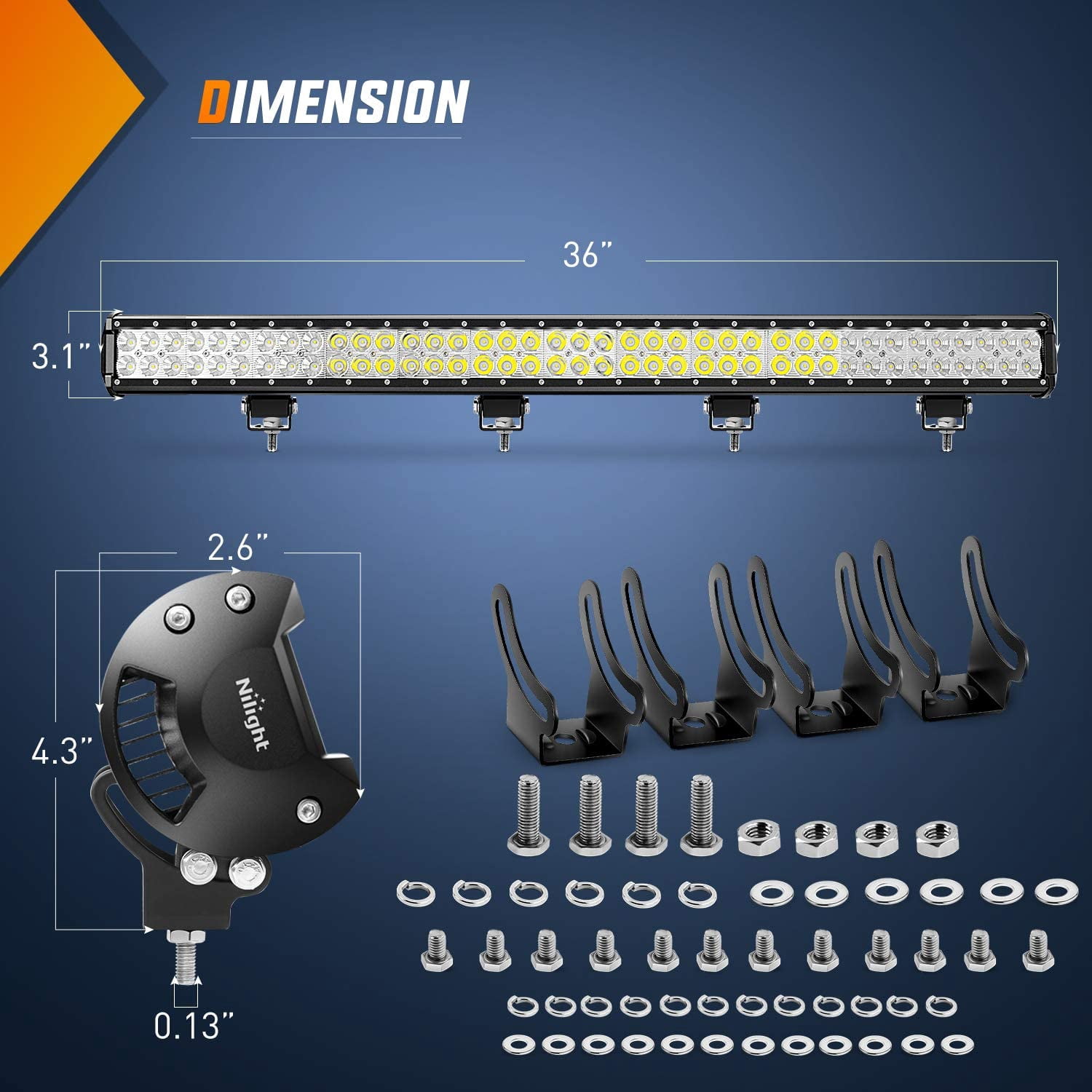Aazon.co: Nilight 9Inch Single Row LED Light Bar 2PCS 30W 3365L Anti