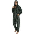 thumbnail image 3 of SWSMCLT Men's Long Sleeve Onesies Pajamas Soft Warm Fall Trendy Sleeping Winter Thick Zip Up One Piece Sleepwear Dark Green X-Large, 3 of 4