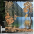 thumbnail image 4 of Ambesonne Fall Shower Curtain, Lake Forest Autumn Tree, 69"Wx75"L, Orange Green, 4 of 5