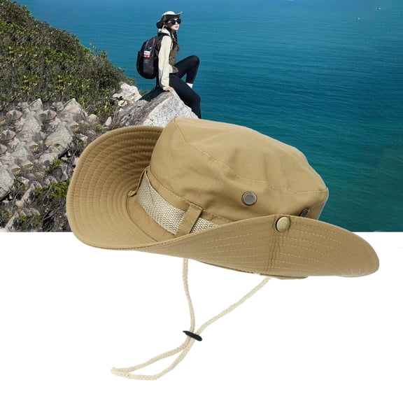 Helii Unisex UPF 50 Wide Brim Boonie Hat, Lightweight Breathable Fishing Sun Hat, Foldable Packable Bucket Hat with Adjustable Chin Strap for Hiking Camping Beach Black,One Size