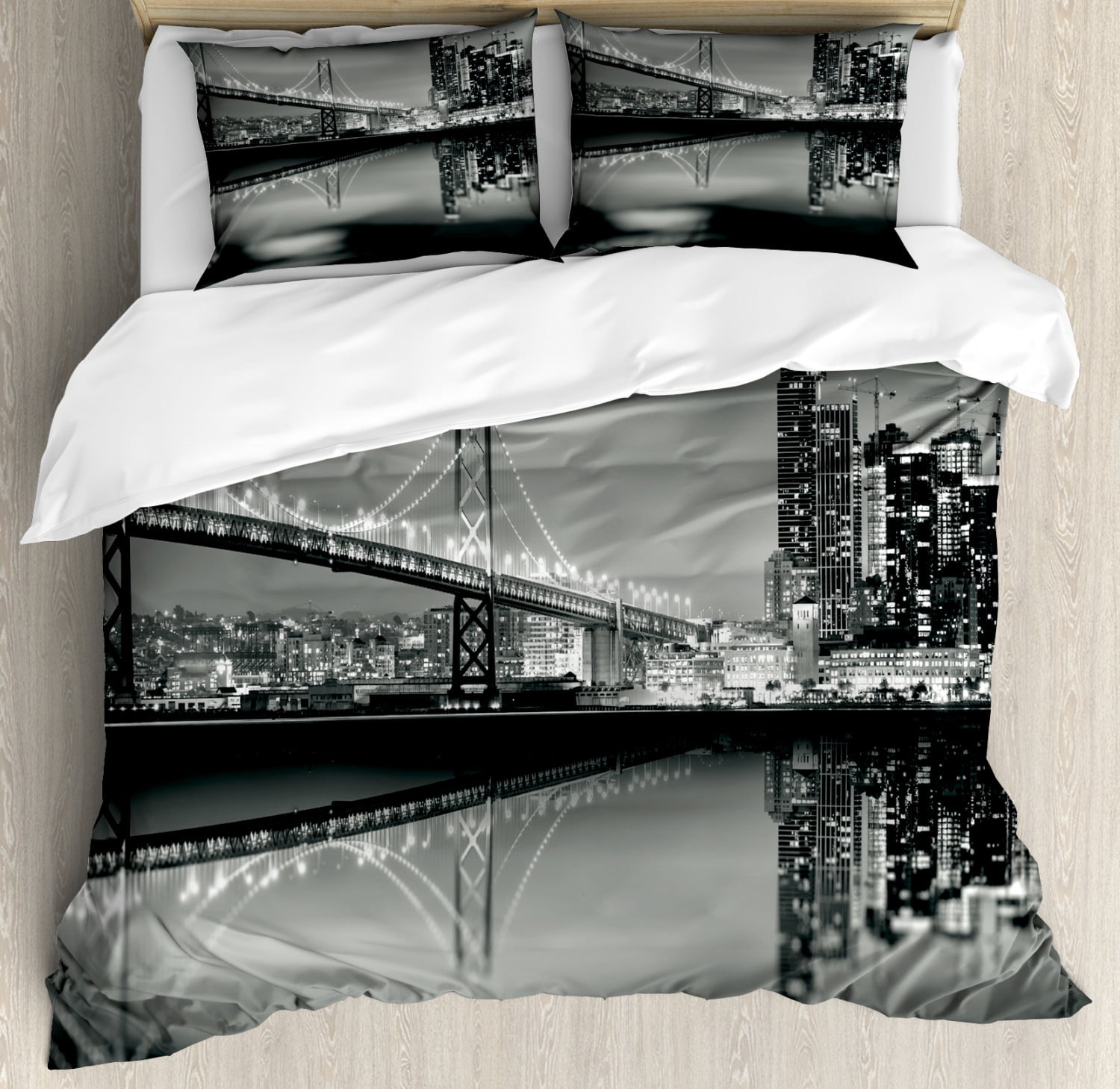 Black And White Duvet Cover Set San Francisco Bay Bridge
