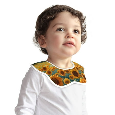 

Bingfone Field Style Bicycle Young Sunflower Soft Bibs for Baby Boy Girl 360 Rotate Petal Absorbent Bibs Washable for Drooling Teething