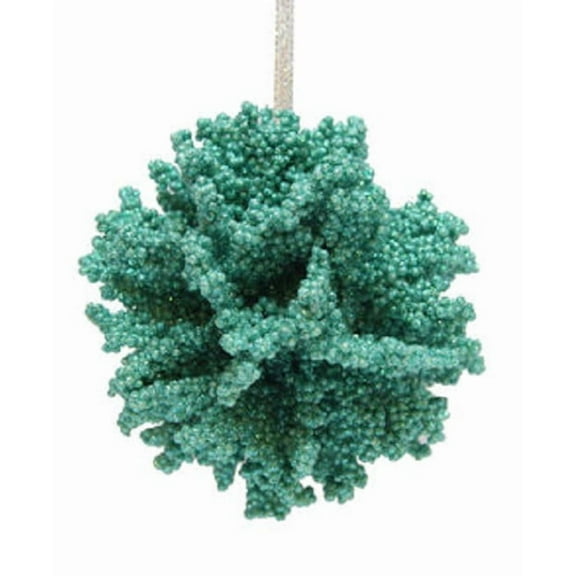 December Diamonds Aqua Teal Coral Ball Marine Life Christmas Ornament 7980615