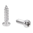 thumbnail image 1 of Tornillos autorroscantes de cabeza plana Uxcell 0.12''x 0.47'' de acero inoxidable 316 tono plateado, 50 piezas, 1 of 3