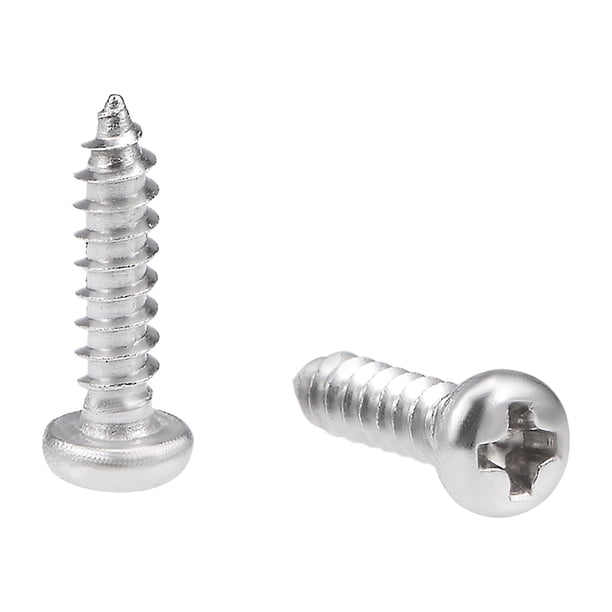 Tornillos autorroscantes de cabeza plana Uxcell 0.12''x 0.47'' de acero inoxidable 316 tono plateado, 50 piezas