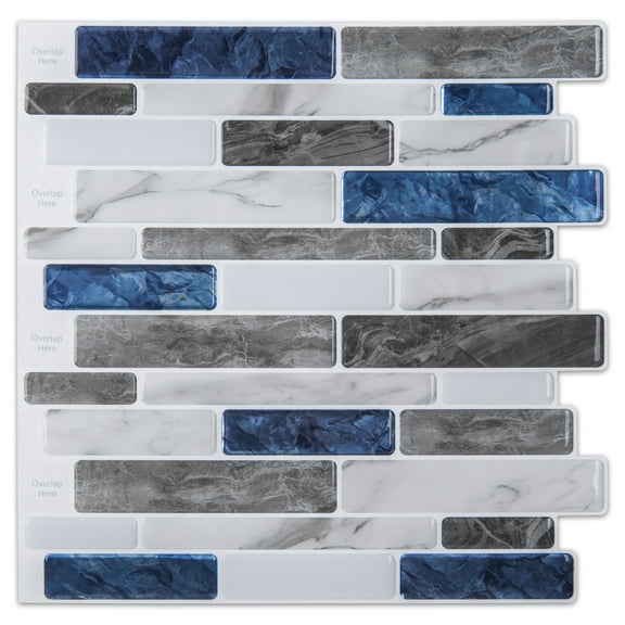 Art3d 1 Sheet 12" x 12" Peel and Stick Backsplash Blue Marble Design,Covering 1 Sq.ft
