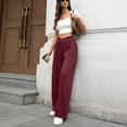 thumbnail image 6 of EDFBUYKRS Female Women Pants Casual Cargo Pants Women Petite Low Waist Women's Casual Pants Elastic Waist Straight Leg Trousers Comfortable Solid Color Loose Fit Daily Wear S, 6 of 8