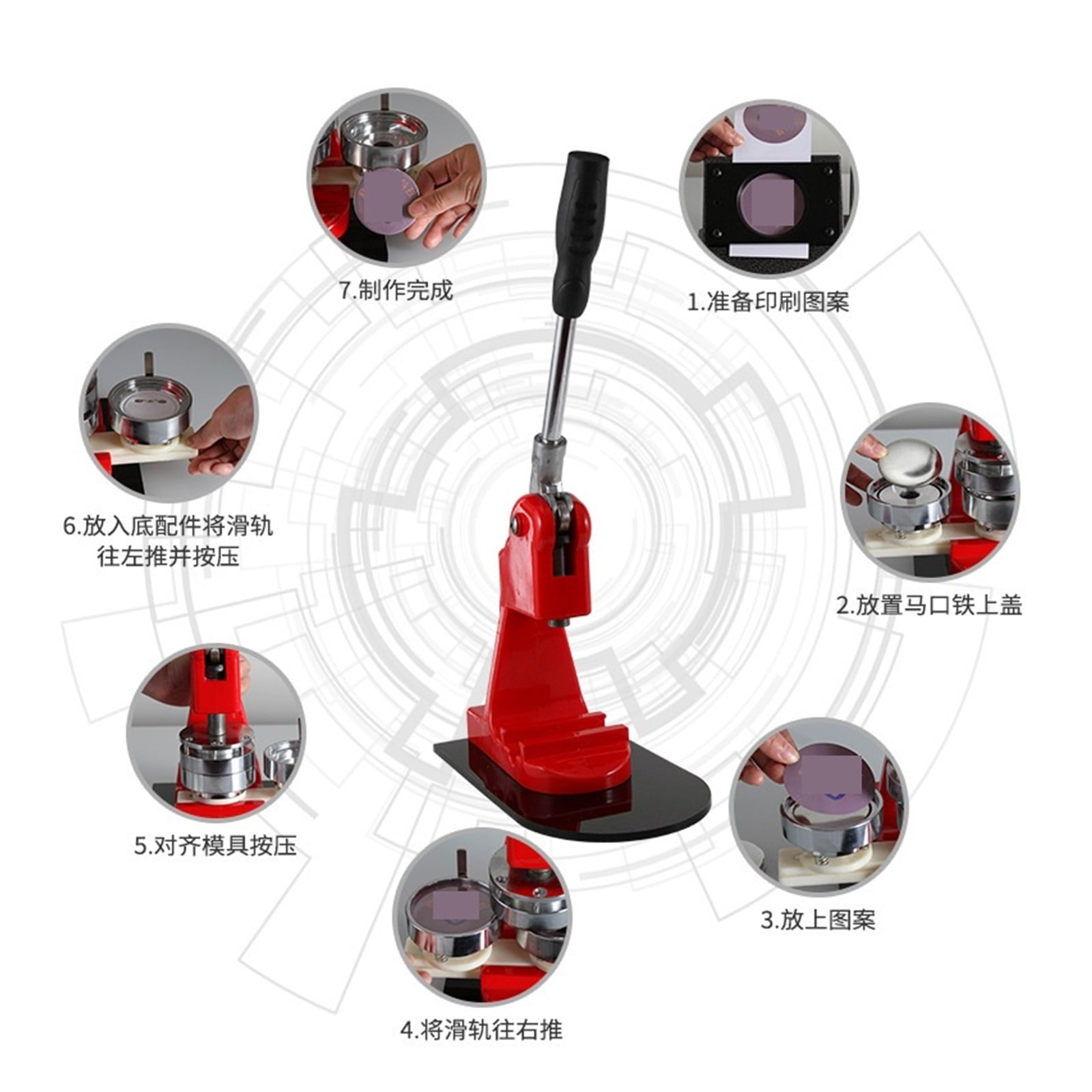 Button Badge Maker Machine 32mm (1.26in) DIY Round Pin Maker Kit Button Maker Press Machine With Ergonomic Design