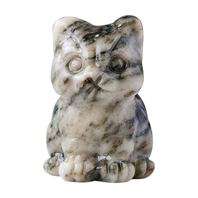 Easter Decor Rough Stone Carving Desktop Creative Ornaments Citrine Amethyst Cat Doll Cute Pet Home Accessories