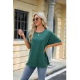 thumbnail image 2 of New Women's Solid Color Round Neck Loose Short-Sleeved T-Shirt Top, 2 of 3