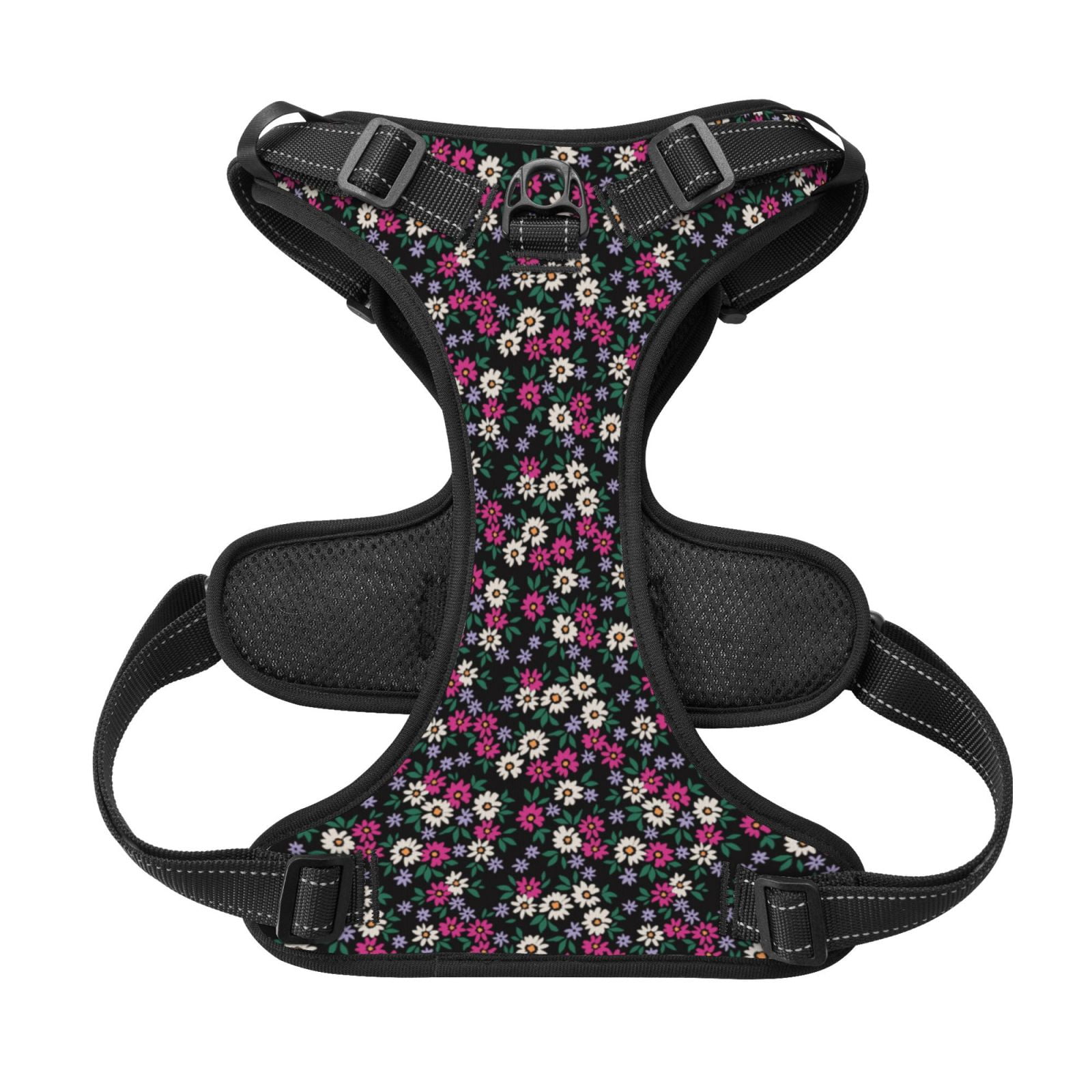 Kdxio Daisies Flowers Print No Pull Dog Harness Adjustable Reflective Oxford Easy Control Medium Large Dog Harness for Training and Everyday-Large