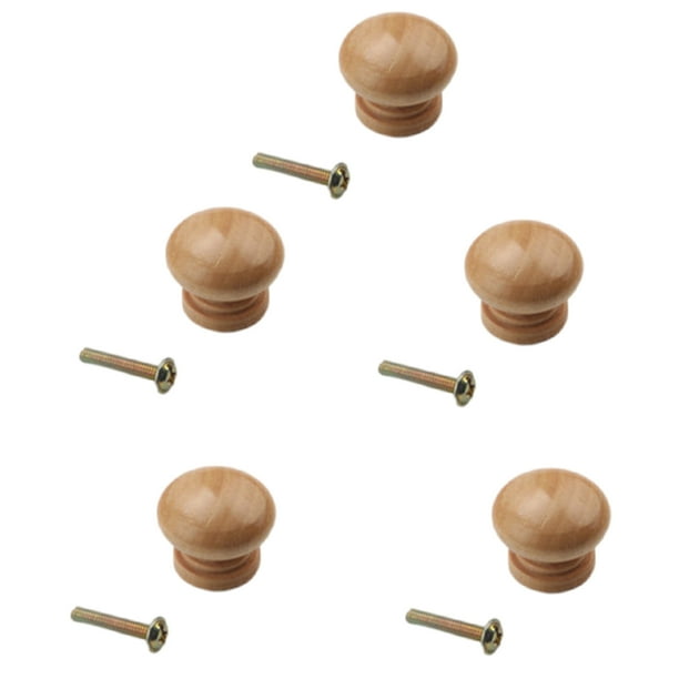 Destyer Pack of 5 Round Wood Drawer Knobs Office Kitchen Pulls Living