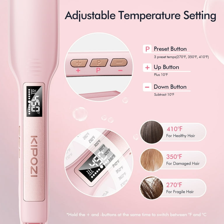 KIPOZI Negative Ion Flat Iron, Anti-Static Hair Straightener with