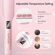 KIPOZI Hair Straightener Flat Iron with Ionic Technology, 1.75” Floating Titanium Plates, Anti-Frizz & Anti-Static, 15 Temp Settings, Fast Heat-Up, for All Hair Types, Pink