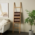 thumbnail image 2 of DecMode 17" x 71" Brown Wood Handmade 5 Rung Ladder, 1-Piece, 2 of 10