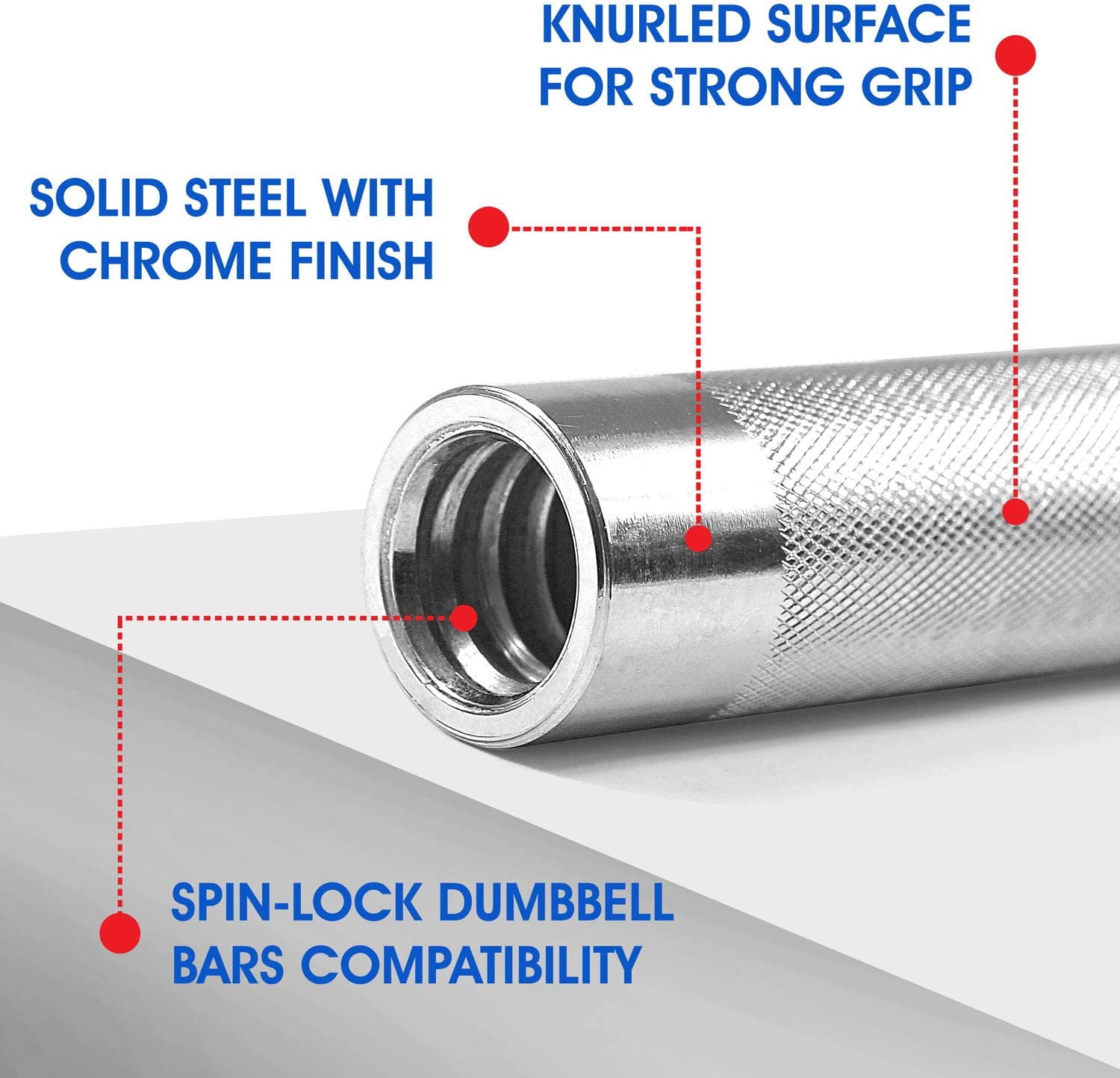 Yes4All 1 inch Dumbbell Connector Bar – 12 inch Long Barbell Connector (Chrome, 3lbs), Single