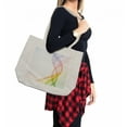 thumbnail image 2 of Abstract Shopping Bag, Modern and Cool Smoke Wavy Like Design with Rainbow Alike Detailed Work of Art, Eco-Friendly Reusable Bag for Groceries Beach and More, 15.5" X 14.5", Cream, by Ambesonne, 2 of 2