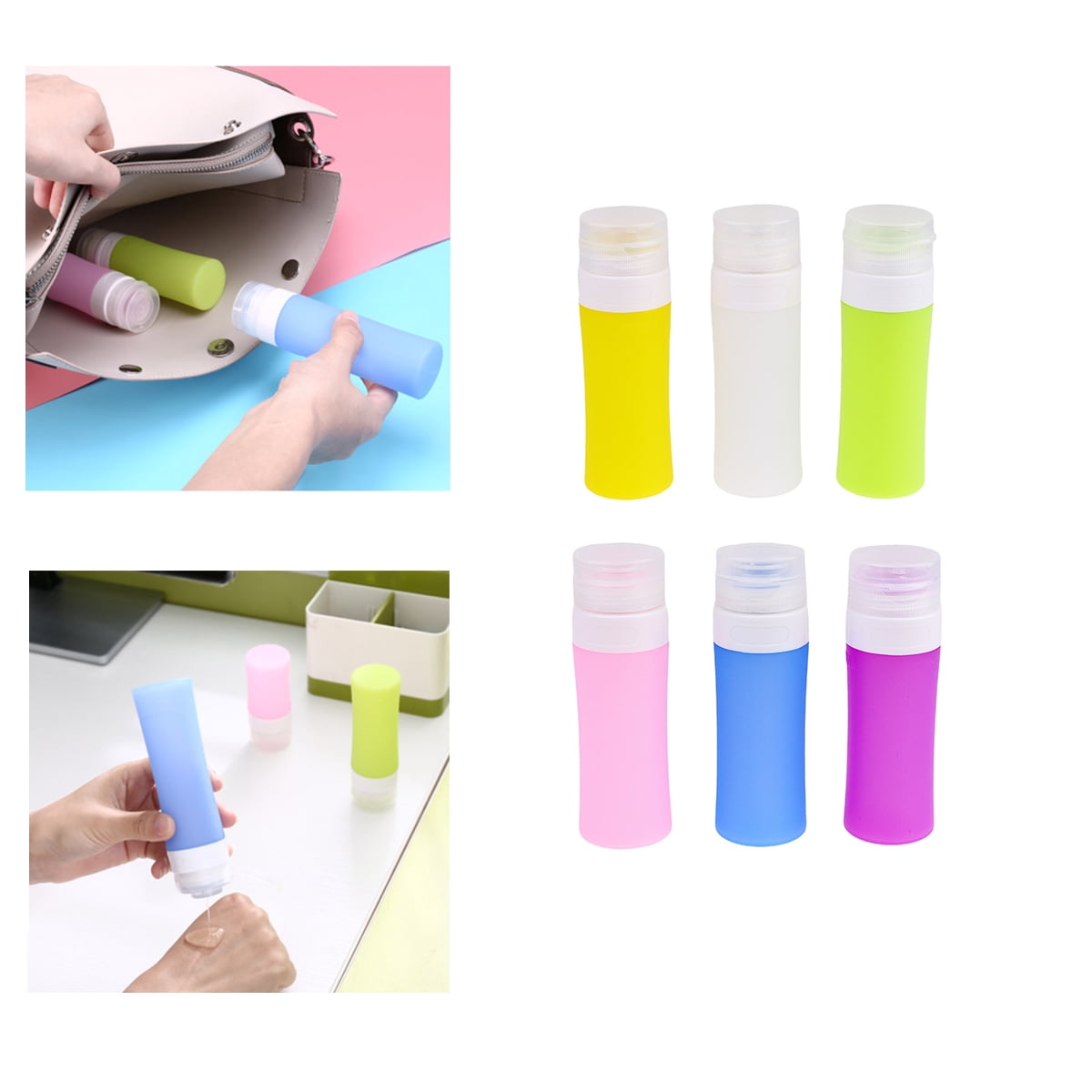 ELAYARD 6-Pack Silicone Makeup Sample Containers Travel Bottles Leakproof for Cosmetics