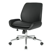 Office Star Products Black Faux Leather Chair with Chrome Finish Base