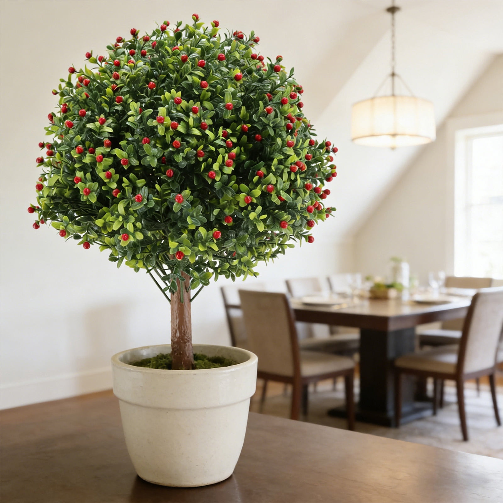 Artificial Boxwood Tree Outdoor Plant Fake Shrub Easy Install No Maintenance Realistic Design, Decorative Faux Plant for Garden Porch Patio Yard Landscaping Home Decor Outdoor Use