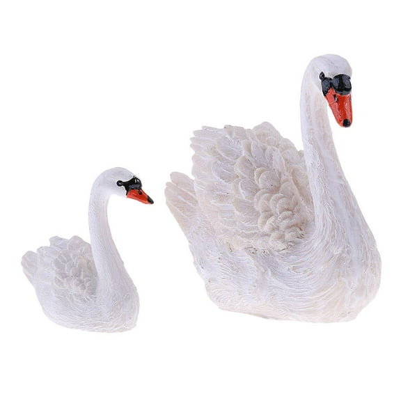 1 Pair Mini Swan Sculpture Statues for Home Garden Yard Lawn Decoration