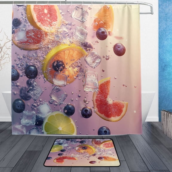 BZSMCE Shower Curtain and Bath Accessory Set,Blueberry Burst Pattern