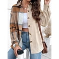 thumbnail image 6 of Arvbitana Women Plaid Long Sleeve Shirt Casual Button Down Loose Fit Casual Blouse Vinatge Lapel Collar Oversized Tops Lightweight Coat for Autumn, 6 of 8