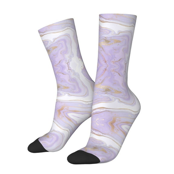 Vsdgher Lavender Glitter Foil Stripes Crew Socks for Men & Women, Breathable Casual Athletic Ankle Socks