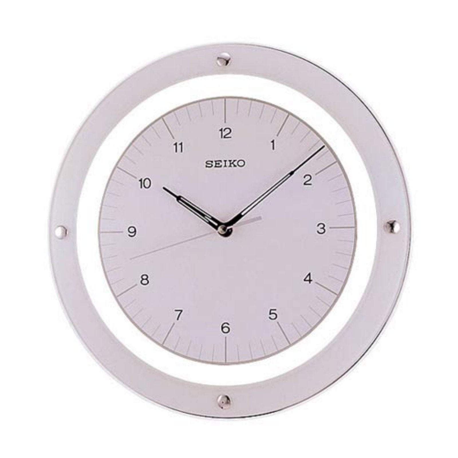 Seiko White Quiet Sweep Floating Wall Clock