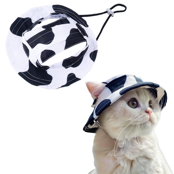 Adjustable Pet Sun Hat for Small Dogs & Cats – Breathable UV-Protection Cap with Chin Strap, Lightweight Outdoor Shade Brim for Chihuahua Pomeranian Kitten, Photo Prop