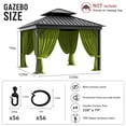 thumbnail image 2 of Pakunoda 10' X 6.5' Gazebo Universal Replacement Privacy 4-Panel Curtains, Waterproof Outdoor Curtains Grass Green Sidewall with Zipper for Patio Garden Backyard 10' X 10' Gazebo, Curtain Only, 2 of 8