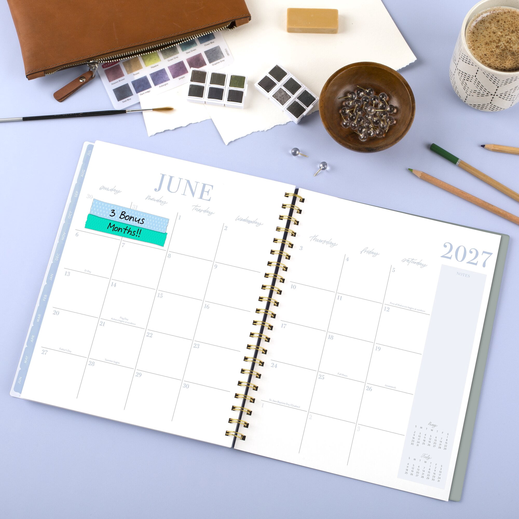Leah Bisch for Mead Cambridge Academic 2026-2027 Weekly Monthly Planner Peony