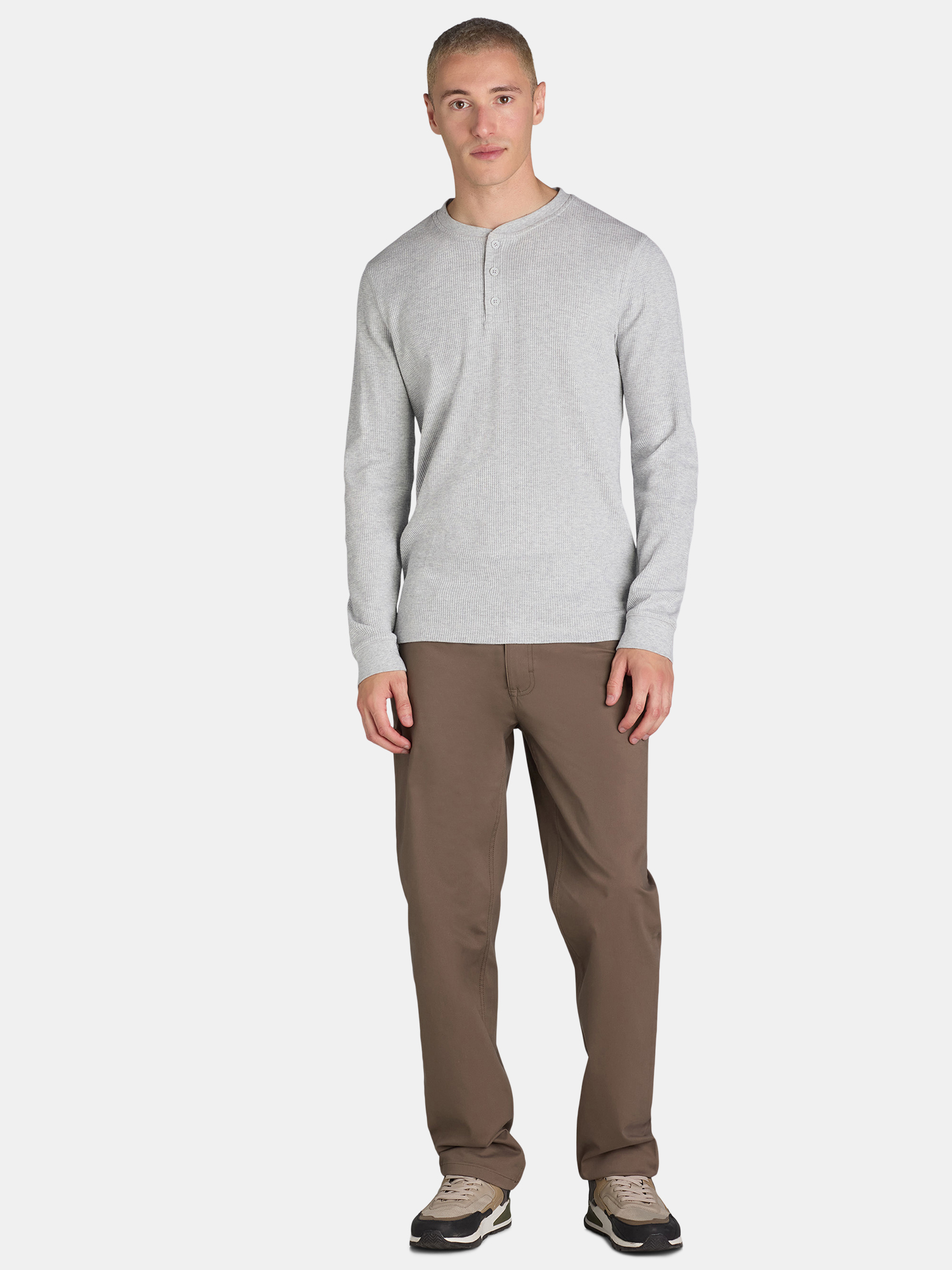 George Men s and Big Men s Thermal Henley Shirt with Long Sleeves Sizes XS 3XLT Walmart