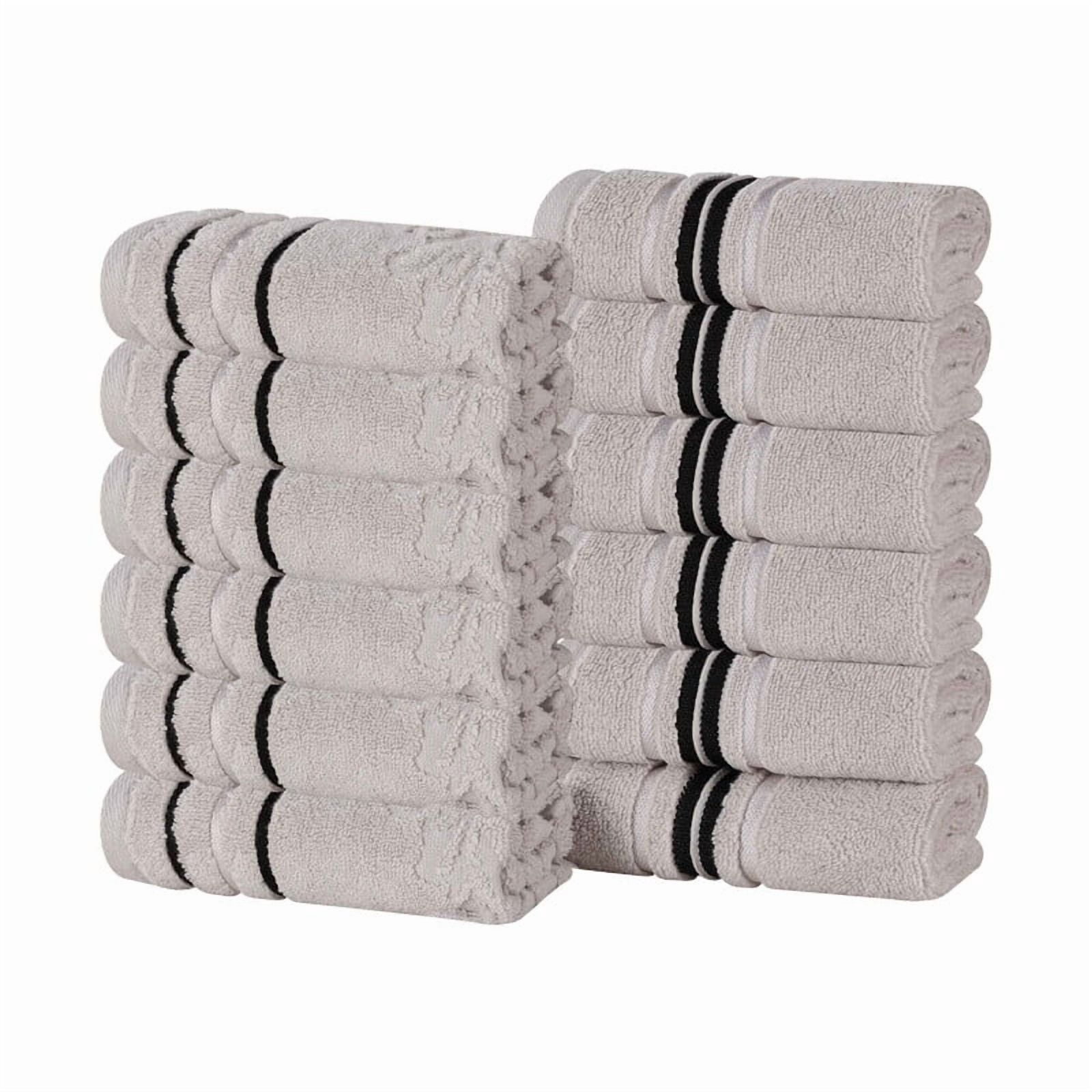 Superior Sadie Zero Twist Cotton Face Towel Washcloth Set of 12, Platinum