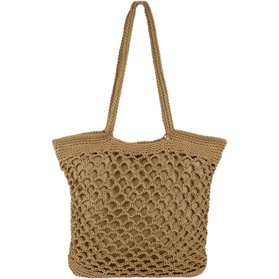 Women Cotton Woven Shoulder Bag Bohemian Beach Top-handle Bag Tote